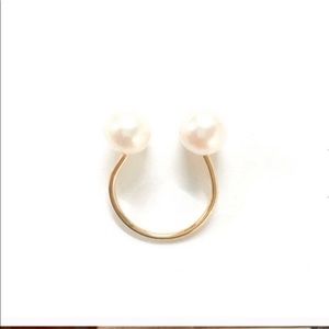 ERTH JEWELRY gold plated pearl You and I ring